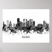 Bilbao Spain Skyline BW Poster (Voorkant)