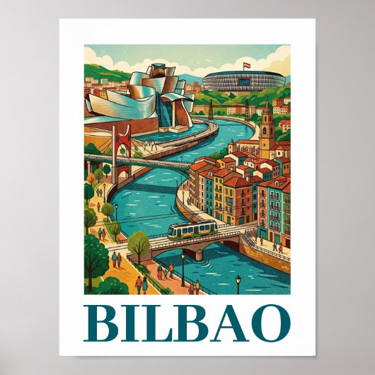 Bilbao Spain Travel - Colorful Architecture Poster (Voorkant)