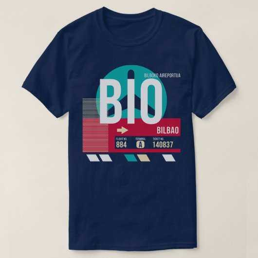 Bilbao Spanje BIO luchthavencode Bagage Label T-shirt (Design voorkant)