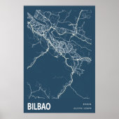 Bilbao Spanje City Map Line Art Blue Print (Voorkant)