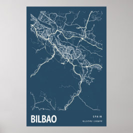 Bilbao Spanje City Map Line Art Blue Print