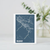 Bilbao Spanje City Map Line Art Blue Print Briefkaart (Staand voorkant)