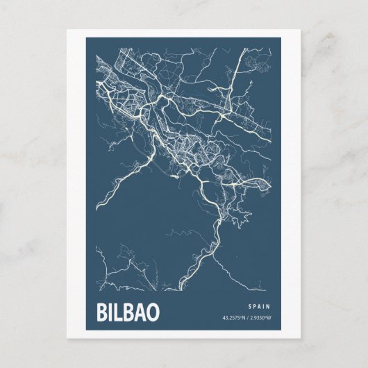 Bilbao Spanje City Map Line Art Blue Print Briefkaart (Voorkant)
