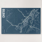 Bilbao Spanje City Map Line Art Blue Print Legpuzzel (Horizontaal)