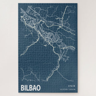 Bilbao Spanje City Map Line Art Blue Print Legpuzzel