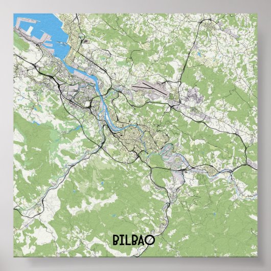 Bilbao Spanje kaart Poster (Voorkant)