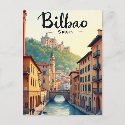 Bilbao Spanje Kunst Vintage Reizen Briefkaart (Voorkant)