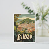 Bilbao Spanje Kunst Vintage Reizen Illustratie Briefkaart (Staand voorkant)