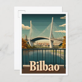 Bilbao Spanje Kunst Vintage Reizen Illustratie Briefkaart