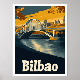 Bilbao Spanje Kunst Vintage Reizen Illustratie Poster