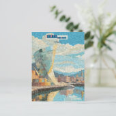 Bilbao Spanje Kunstdruk, Bilbao Art Illustrat Briefkaart (Staand voorkant)