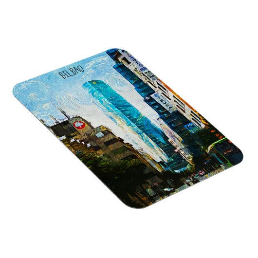 Bilbao Spanje Olieverf Illustratie Stad Magneet (Rechterzijde)