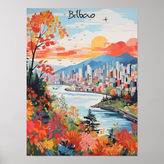 Bilbao Spanje Reizen Stad Muurkunst Esthetisch Poster (Voorkant)