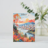 Bilbao Spanje Reizen Stad Schilderen Esthetisch Briefkaart (Staand voorkant)