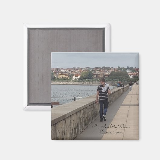 Bilbao Spanje | Toerist die rond de haven loopt Magneet (Voorkant / Achterkant)