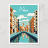 Bilbao Spanje vintage reisplaats illustratie Briefkaart (Voorkant)