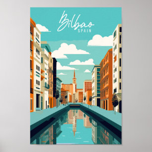 Bilbao Spanje vintage reisplaats illustratie Poster