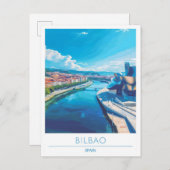 Bilbao Spanje Vintage Reizen Briefkaart (Voorkant / Achterkant)