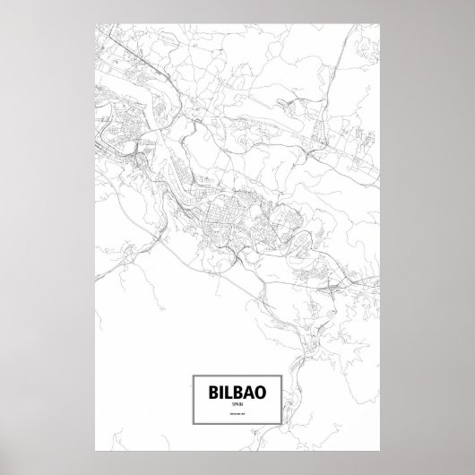 Bilbao, Spanje (zwart op wit) Poster (Voorkant)