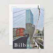 Bilbao. Zubizuri of de Campo Volantin Bridge. Briefkaart (Voorkant / Achterkant)