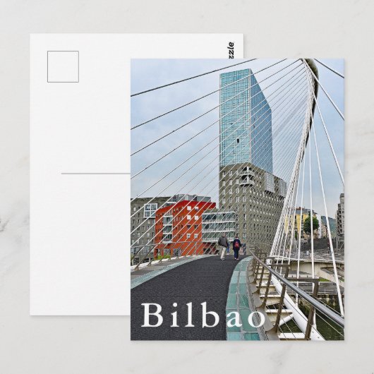 Bilbao. Zubizuri of de Campo Volantin Bridge. Briefkaart (Voorkant / Achterkant)