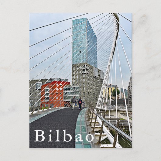 Bilbao. Zubizuri of de Campo Volantin Bridge. Briefkaart (Voorkant)