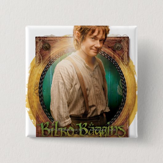 BILBO BAGGINS™ Character met naam Vierkante Button 5,1 Cm (Voorkant)