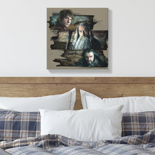 BILBO BAGGINS™, Gandalf, THORIN OAKENSHIELD™ Canvas Afdruk (Insitu (Slaapkamer))
