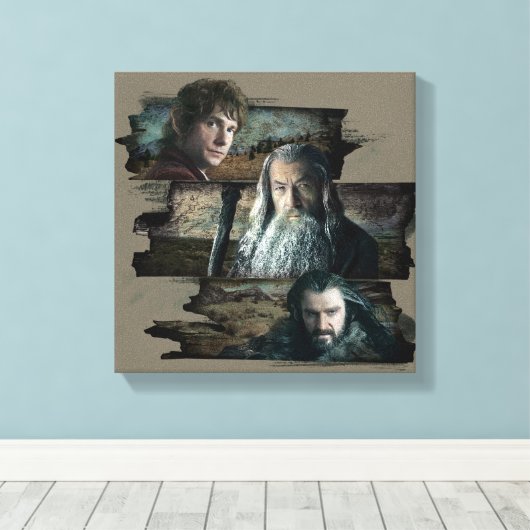 BILBO BAGGINS™, Gandalf, THORIN OAKENSHIELD™ Canvas Afdruk (Insitu (Houten vloer))