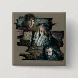 BILBO BAGGINS™, Gandalf, THORIN OAKENSHIELD™ Vierkante Button 5,1 Cm
