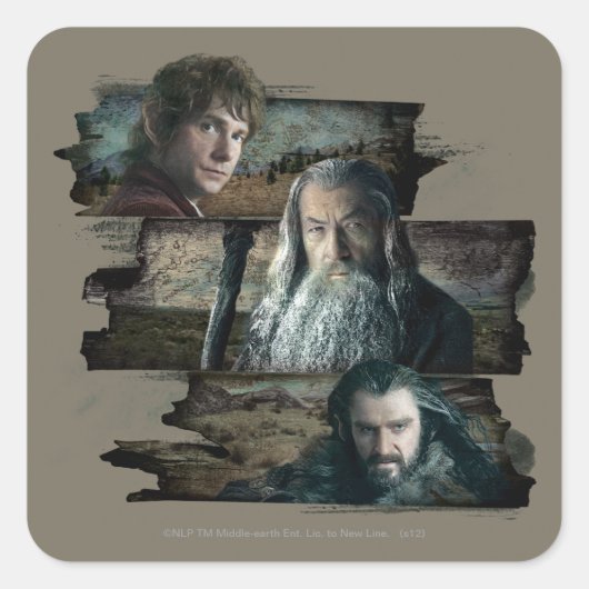 BILBO BAGGINS™, Gandalf, THORIN OAKENSHIELD™ Vierkante Sticker (Voorkant)