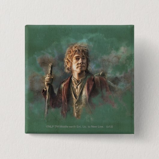 BILBO BAGGINS™ Illustratie Vierkante Button 5,1 Cm (Voorkant)