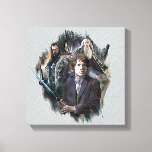 BILBO BAGGINS™, THORIN OAKENSHIELD™ & Gandalf Canvas Afdruk (Voorkant)