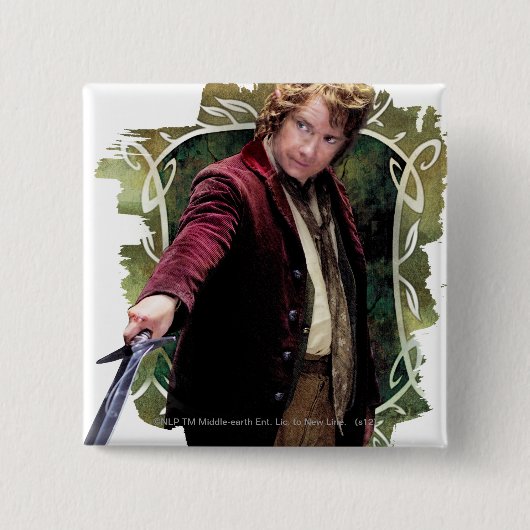 BILBO BAGGINS™ with sword Vierkante Button 5,1 Cm (Voorkant)