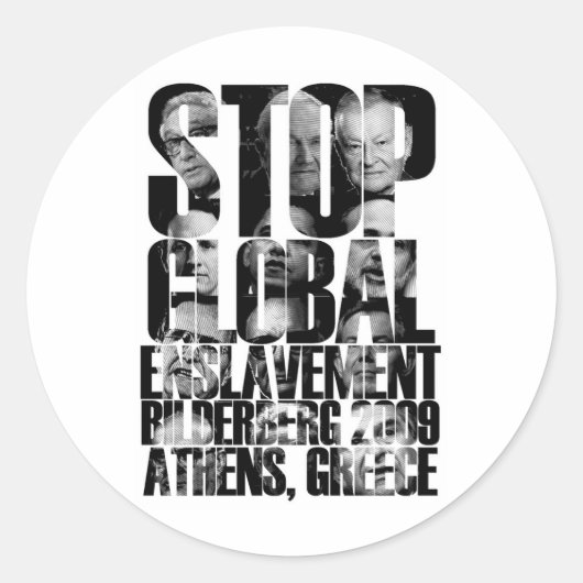 Bilderberg (ANTI-NWO Oorlog) Ronde Sticker (Voorkant)