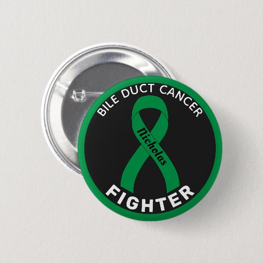 Bile Duct Cancer Fighter Ribbon Black Button (Voorkant /achterkant)