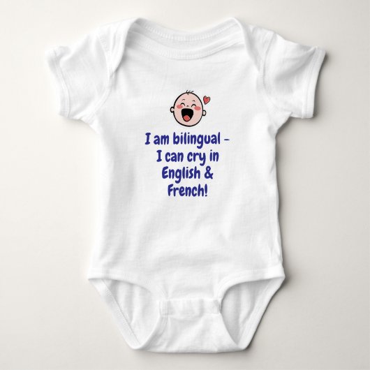 Bilingual Baby, Funny Gift Baby Romper (Voorkant)