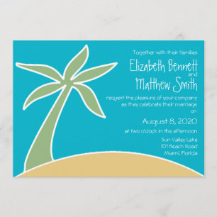 Bilingual Beach Wedding Invitation Kaart
