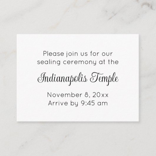 Bilingual Black Script Temple Sealing Invitation Informatiekaartje (Voorkant)