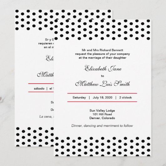 Bilingual Bold Polka Dot Weddenschap Kaart (Voorkant / Achterkant)
