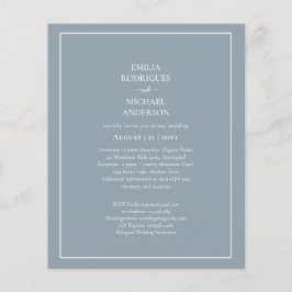 BILINGUAL Budget Stusty Blue Monochrome Wedding Flyer