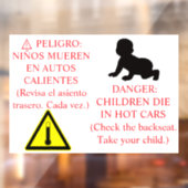 Bilingual Car Safety Sticker Warning  (Vel 2)