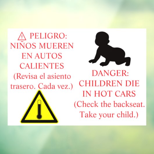 Bilingual Car Safety Sticker Warning  (Vel 3)