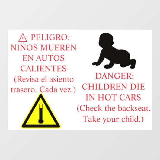 Bilingual Car Safety Sticker Warning (Vel)