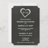 Bilingual Chalkboard Heart Wedding Invitation Kaart (Voorkant)