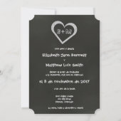 Bilingual Chalkboard Heart Wedding Invitation Kaart (Achterkant)