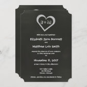 Bilingual Chalkboard Heart Wedding Invitation Kaart (Voorkant / Achterkant)