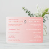 Bilingual Coral Ombre Wedding Kaart (Staand voorkant)