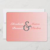 Bilingual Coral Ombre Wedding Kaart (Achterkant)