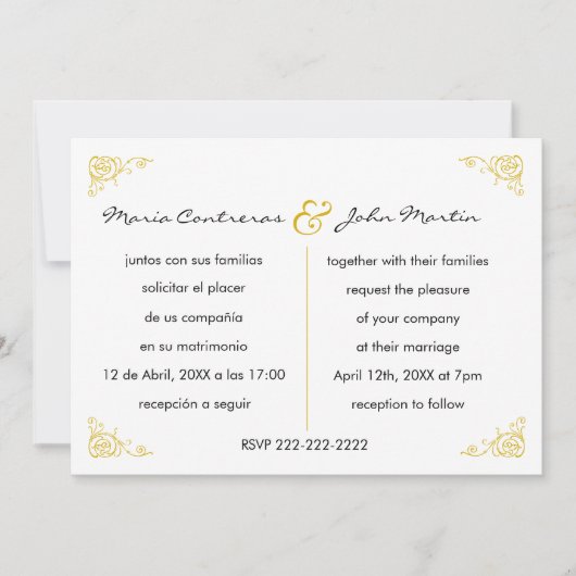 Bilingual English Wedding Invitation Kaart (Voorkant)